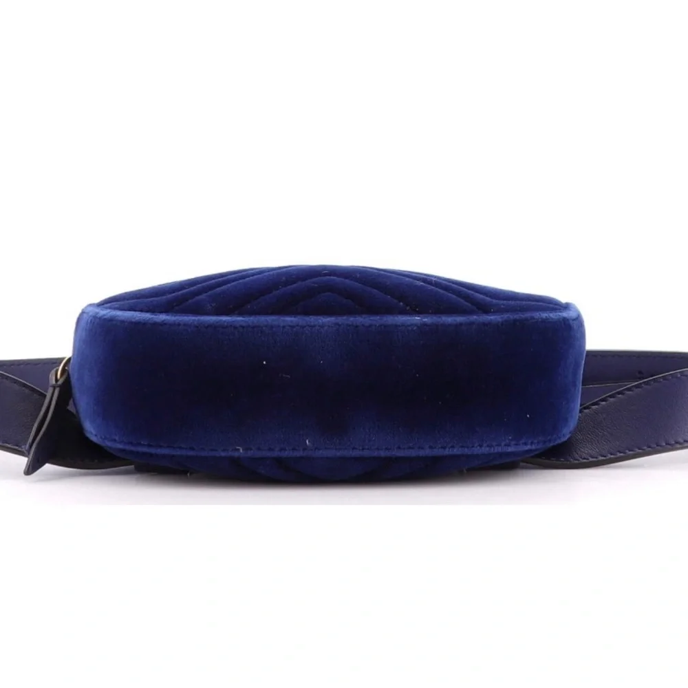 BRAND NEW Gucci GG Marmont Belt Bag Matelasse Cobalt Blue Velvet with Dustbag - Picture 7 of 13